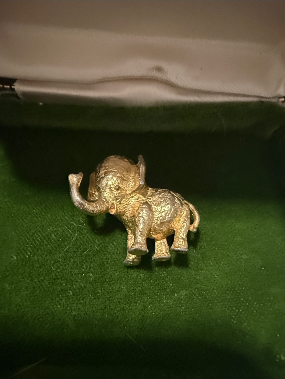 Gold Elephant Brooch Pin - Textured Elephant Accent